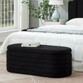 Panca Contenitore Ovale in Tessuto Teddy, Nero / Arancione / Bianco / Verde Scuro / Crema, 1 Posto