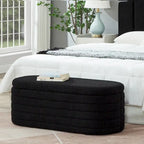 Panca Contenitore Ovale in Tessuto Teddy, Nero / Arancione / Bianco / Verde Scuro / Crema, 1 Posto