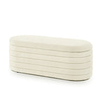 Panca Contenitore Ovale in Tessuto Teddy, Nero / Arancione / Bianco / Verde Scuro / Crema, 1 Posto