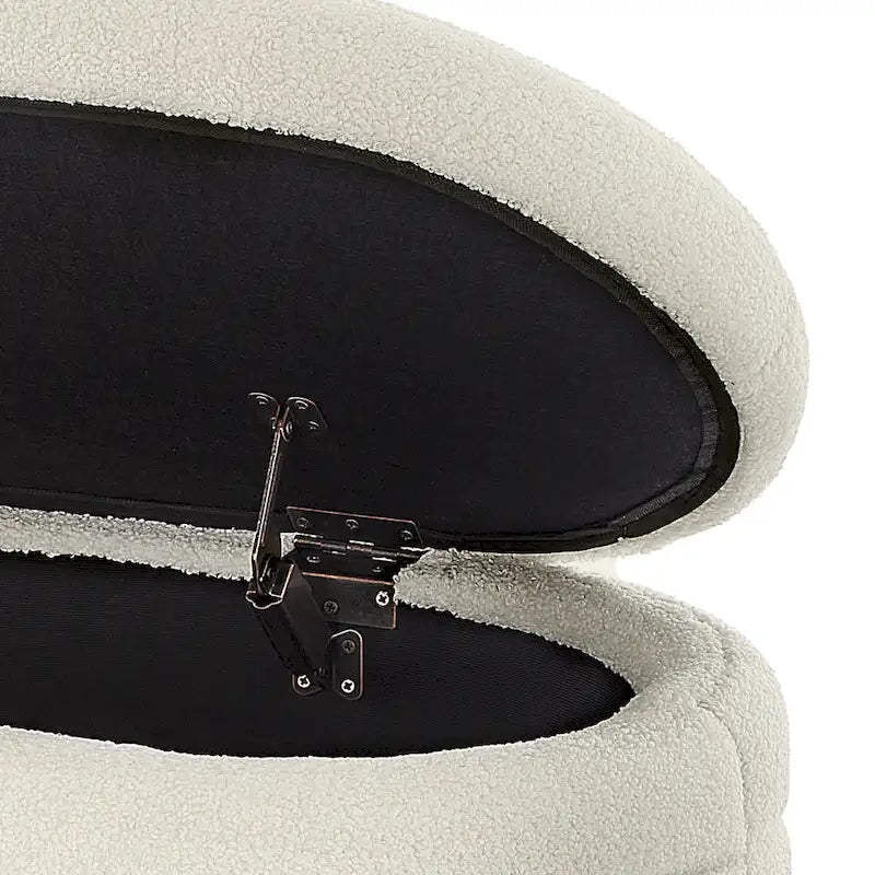 Panca Contenitore Ovale in Tessuto Teddy, Nero / Arancione / Bianco / Verde Scuro / Crema, 1 Posto