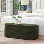 Panca Contenitore Ovale in Tessuto Teddy, Nero / Arancione / Bianco / Verde Scuro / Crema, 1 Posto