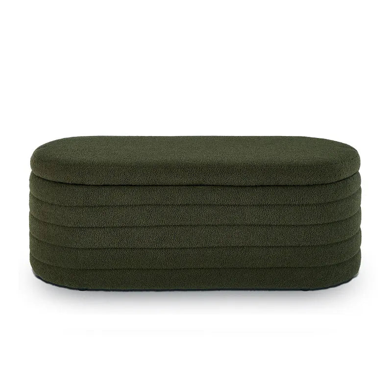 Panca Contenitore Ovale in Tessuto Teddy, Nero / Arancione / Bianco / Verde Scuro / Crema, 1 Posto