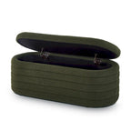 Panca Contenitore Ovale in Tessuto Teddy, Nero / Arancione / Bianco / Verde Scuro / Crema, 1 Posto
