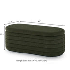 Panca Contenitore Ovale in Tessuto Teddy, Nero / Arancione / Bianco / Verde Scuro / Crema, 1 Posto