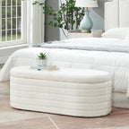 Panca Contenitore Ovale in Tessuto Teddy, Nero / Arancione / Bianco / Verde Scuro / Crema, 1 Posto