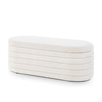 Panca Contenitore Ovale in Tessuto Teddy, Nero / Arancione / Bianco / Verde Scuro / Crema, 1 Posto
