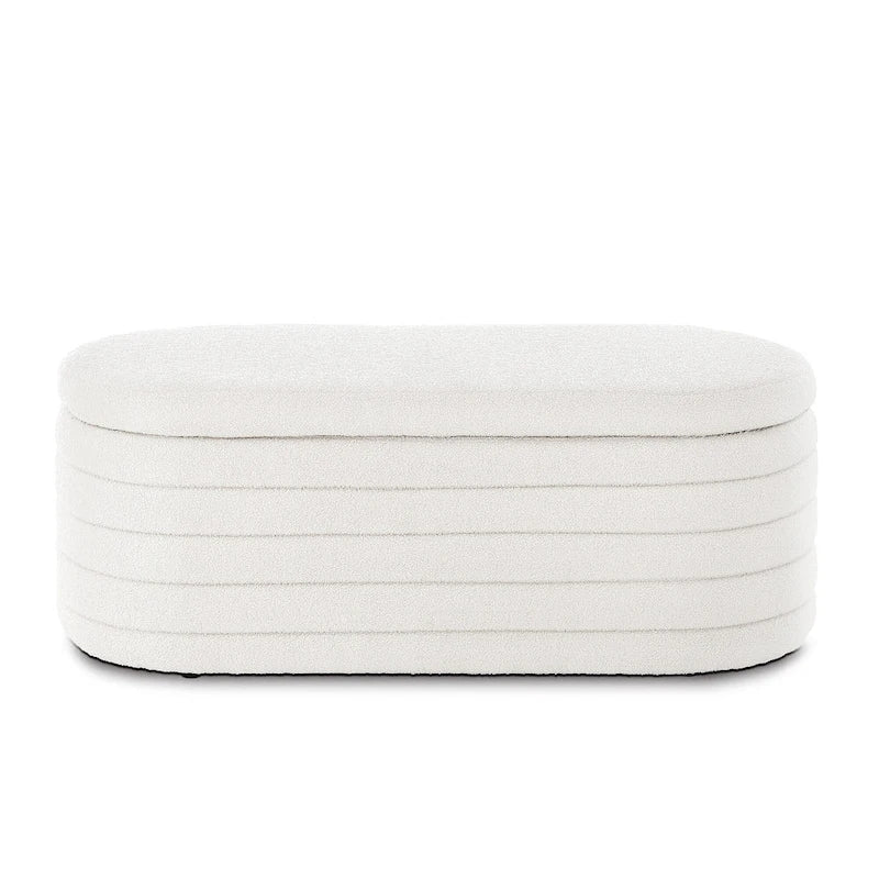 Panca Contenitore Ovale in Tessuto Teddy, Nero / Arancione / Bianco / Verde Scuro / Crema, 1 Posto