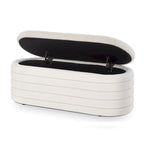 Panca Contenitore Ovale in Tessuto Teddy, Nero / Arancione / Bianco / Verde Scuro / Crema, 1 Posto