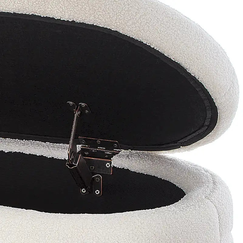 Panca Contenitore Ovale in Tessuto Teddy, Nero / Arancione / Bianco / Verde Scuro / Crema, 1 Posto