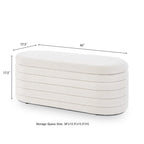 Panca Contenitore Ovale in Tessuto Teddy, Nero / Arancione / Bianco / Verde Scuro / Crema, 1 Posto