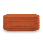 Panca Contenitore Ovale in Tessuto Teddy, Nero / Arancione / Bianco / Verde Scuro / Crema, 1 Posto
