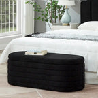 Panca Contenitore Ovale in Tessuto Teddy, Nero / Arancione / Bianco / Verde Scuro / Crema, 1 Posto