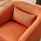 Poltrona a botte girevole in lino arancione/nero con pouf, 1 posto