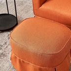 Poltrona a botte girevole in lino arancione/nero con pouf, 1 posto