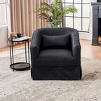 Poltrona a botte girevole in lino arancione/nero con pouf, 1 posto
