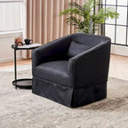 Poltrona a botte girevole in lino arancione/nero con pouf, 1 posto