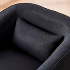 Poltrona a botte girevole in lino arancione/nero con pouf, 1 posto