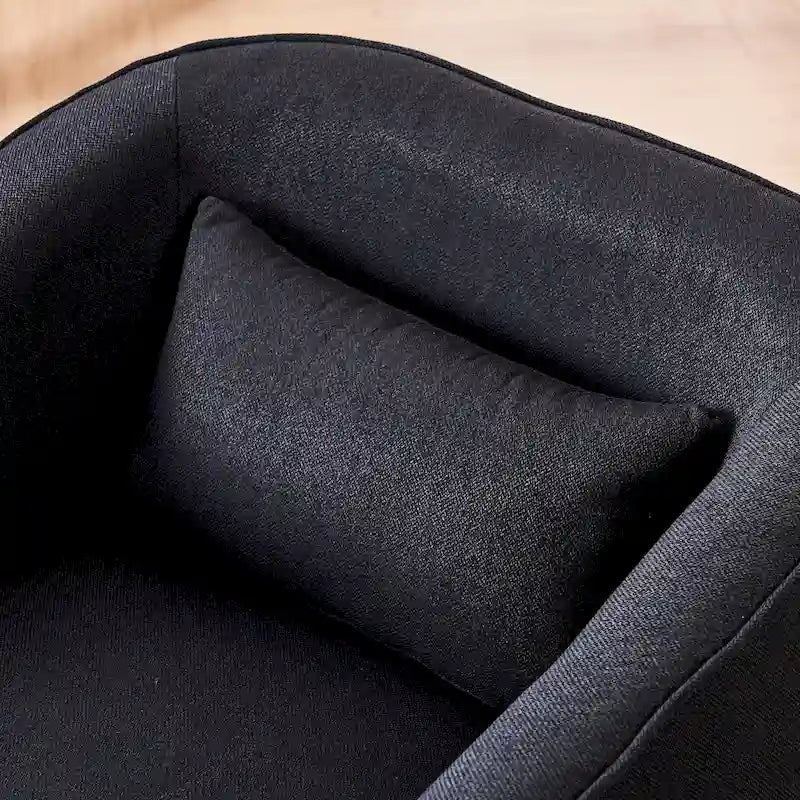 Poltrona a botte girevole in lino arancione/nero con pouf, 1 posto
