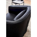 Poltrona a botte girevole in lino arancione/nero con pouf, 1 posto