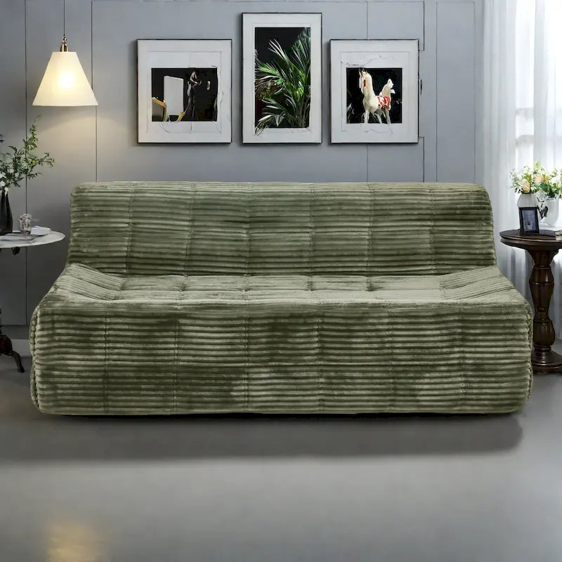 Divano a 3 posti in schiuma grigio / verde / beige / nero, nessun assemblaggio richiesto