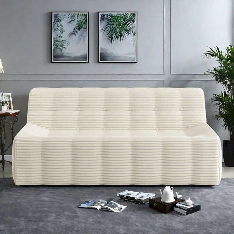 Divano a 3 posti in schiuma grigio / verde / beige / nero, nessun assemblaggio richiesto