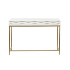Wooden 2 Drawers Console Table with Gold Metal Frame - White - Roche River Decor