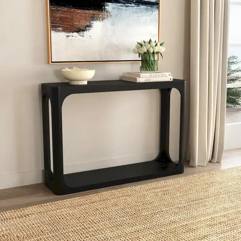 Consolle in legno di mango nero/naturale, stile moderno, 1 pezzo
