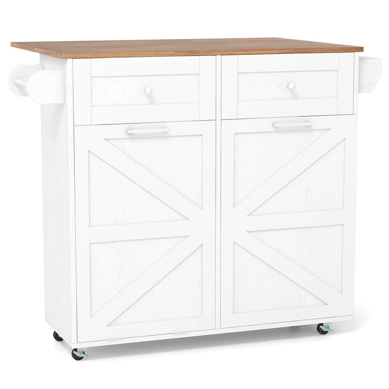 Carrello da cucina su ruote bianco/nero con anta a ribalta, 1 persona