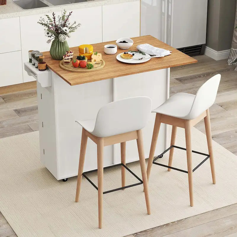 Carrello da cucina su ruote bianco/nero con anta a ribalta, 1 persona