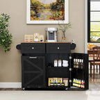 Carrello da cucina su ruote bianco/nero con anta a ribalta, 1 persona