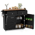 Carrello da cucina su ruote bianco/nero con anta a ribalta, 1 persona