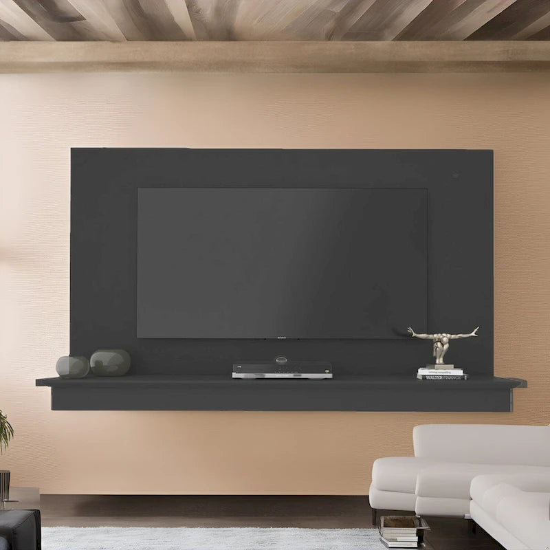 Mobile TV galleggiante a parete bianco/naturale/nero con LED, montaggio a 1 persona, adatto fino a 55"