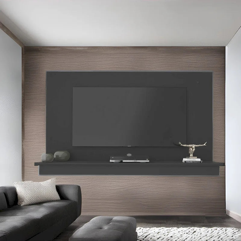 Mobile TV galleggiante a parete bianco/naturale/nero con LED, montaggio a 1 persona, adatto fino a 55"