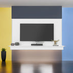 Mobile TV galleggiante a parete bianco/naturale/nero con LED, montaggio a 1 persona, adatto fino a 55"