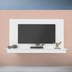 Mobile TV galleggiante a parete bianco/naturale/nero con LED, montaggio a 1 persona, adatto fino a 55"