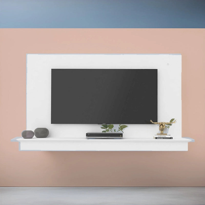 Mobile TV galleggiante a parete bianco/naturale/nero con LED, montaggio a 1 persona, adatto fino a 55"