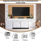 Mobile TV galleggiante a parete bianco/naturale/nero con LED, montaggio a 1 persona, adatto fino a 55"