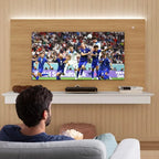 Mobile TV galleggiante a parete bianco/naturale/nero con LED, montaggio a 1 persona, adatto fino a 55"