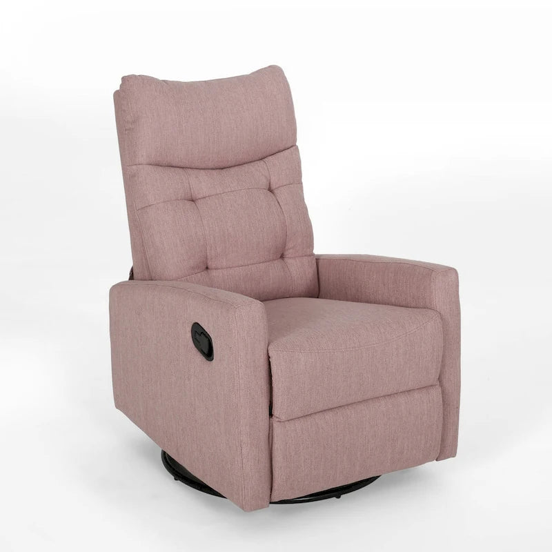 Poltrona reclinabile girevole imbottita rosa cipria e nera, singola