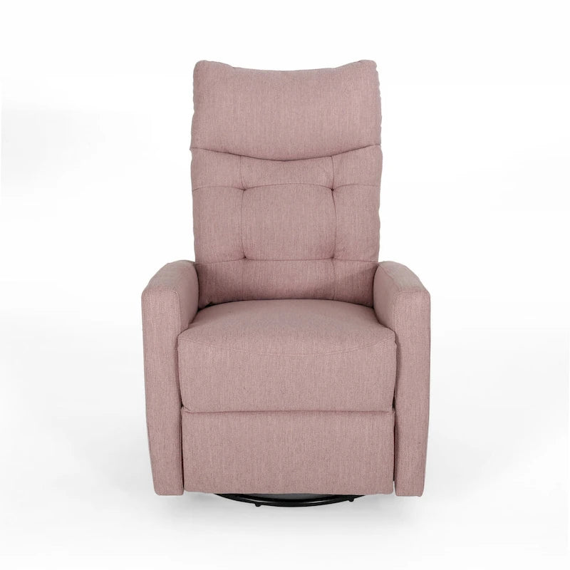 Poltrona reclinabile girevole imbottita rosa cipria e nera, singola