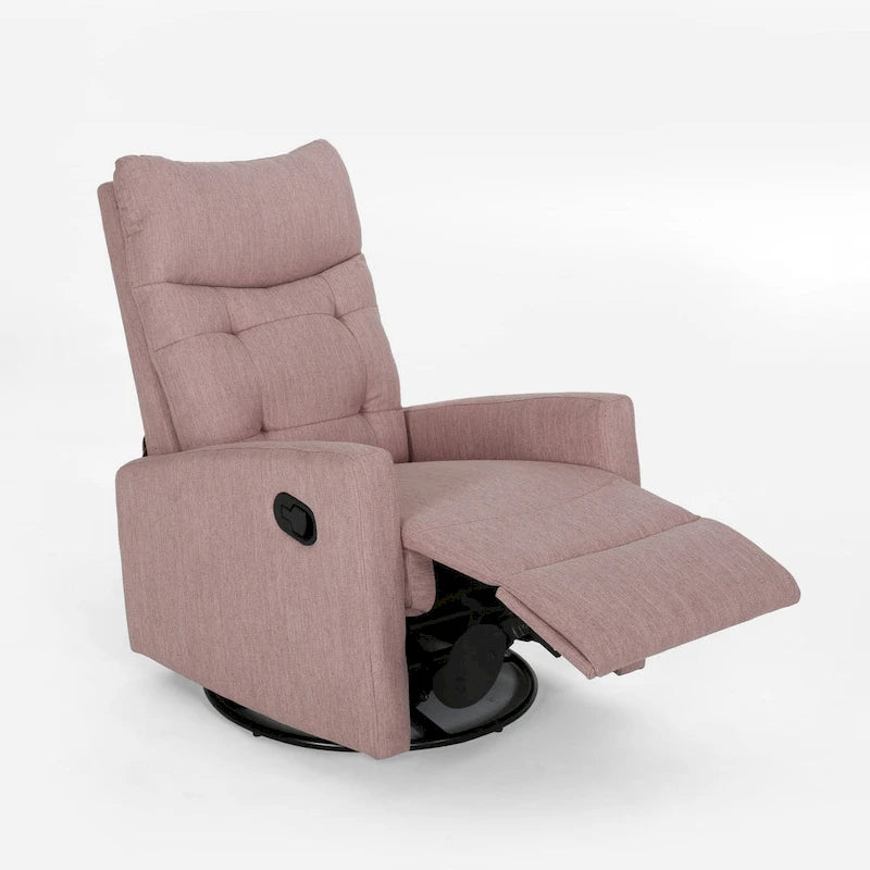 Poltrona reclinabile girevole imbottita rosa cipria e nera, singola