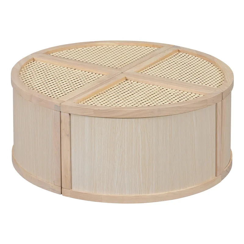 Tavolino da Caffè in Rattan Modulare Chiaro Naturale, 4 Pezzi