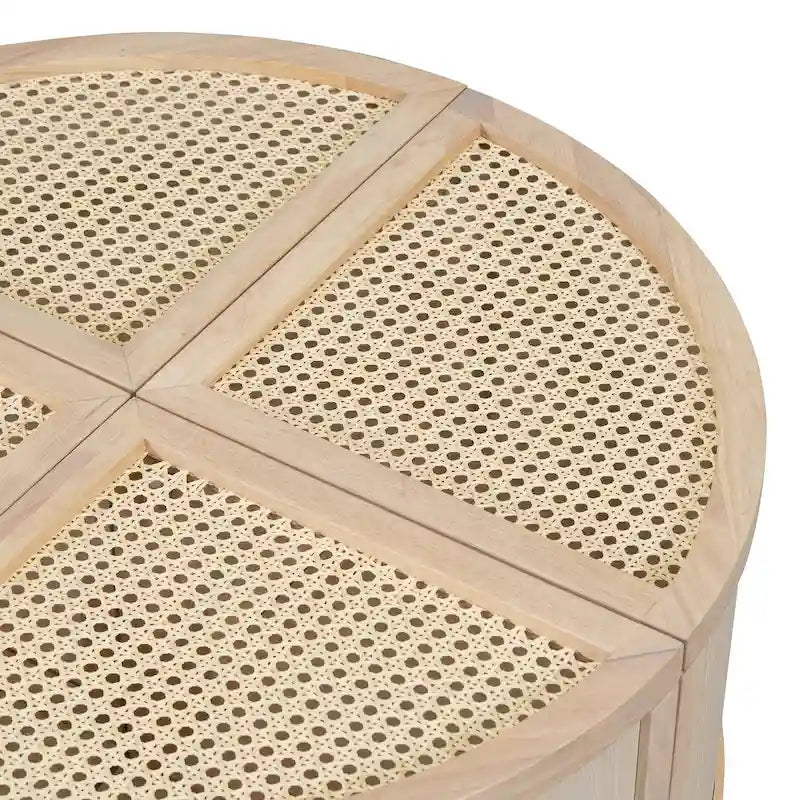 Tavolino da Caffè in Rattan Modulare Chiaro Naturale, 4 Pezzi