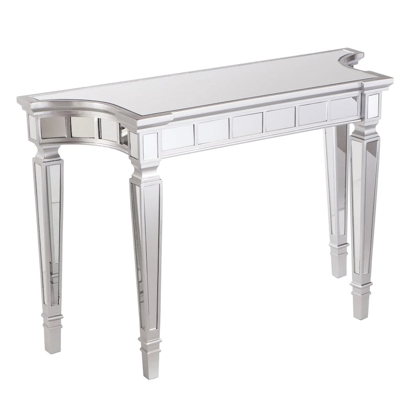 Tavolo Consolle Specchiato Argento, Piano in Vetro, 1 Persona