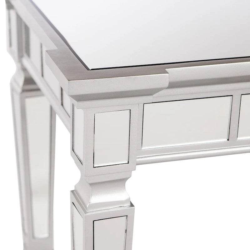 Tavolo Consolle Specchiato Argento, Piano in Vetro, 1 Persona