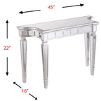 Tavolo Consolle Specchiato Argento, Piano in Vetro, 1 Persona