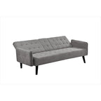 Divano Letto Futon in Lino Trapuntato, 2 Posti – Grigio / Blu / Verde / Beige / Rosa / Grigio Scuro