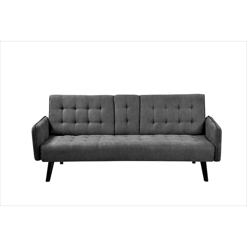 Divano Letto Futon in Lino Trapuntato, 2 Posti – Grigio / Blu / Verde / Beige / Rosa / Grigio Scuro