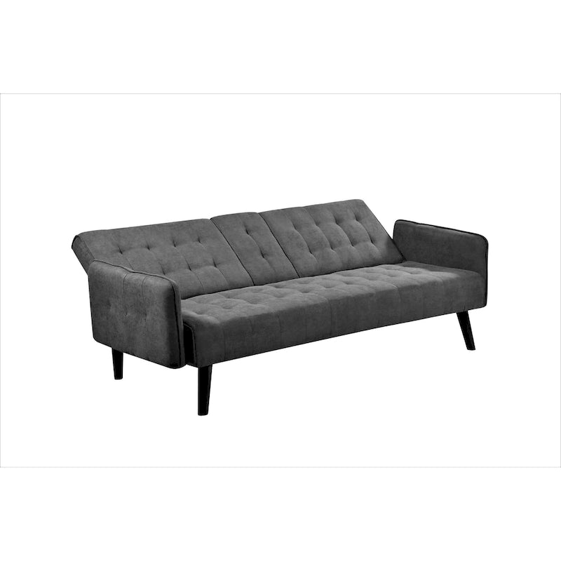 Divano Letto Futon in Lino Trapuntato, 2 Posti – Grigio / Blu / Verde / Beige / Rosa / Grigio Scuro