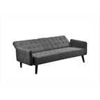 Divano Letto Futon in Lino Trapuntato, 2 Posti – Grigio / Blu / Verde / Beige / Rosa / Grigio Scuro
